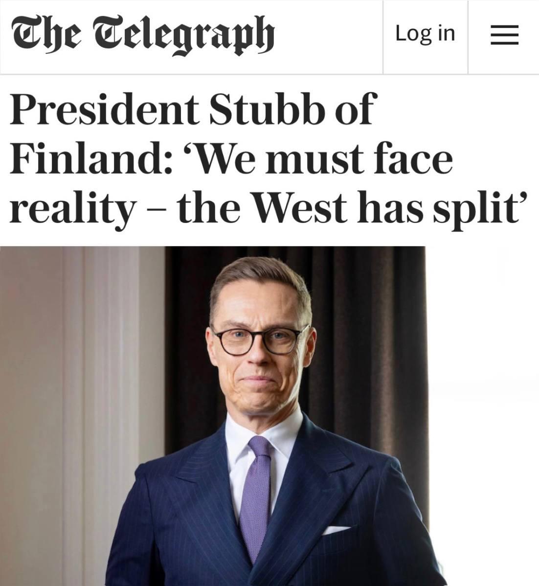 «Стубб: Мы должны взглянуть правде в глаза – Запад расколот»