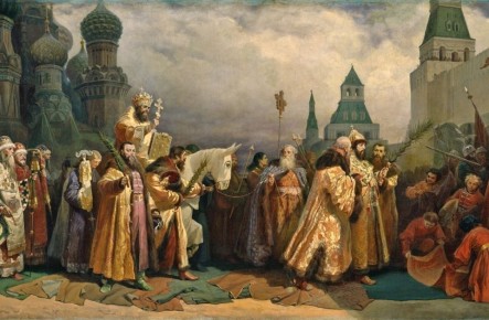 В воспоминание Входа Господня во Иерусалим в Москве совершался чин шествия на осляти
