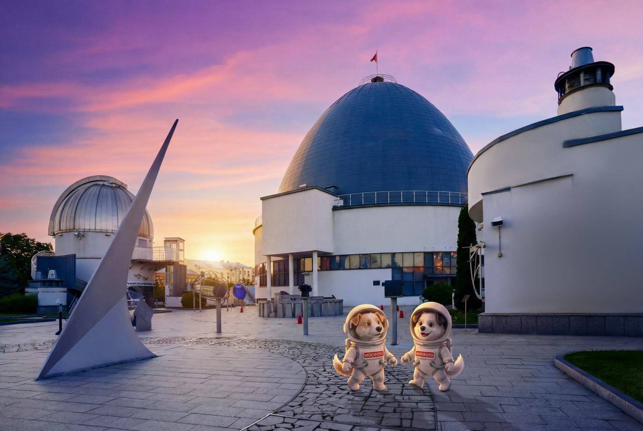 Космическая прогулка: Белка и Стрелка в современной Москве! В преддверии Дня космонавтики по знаковым местам столицы прогулялись необычные гости — мультяшные собаки-космонавты