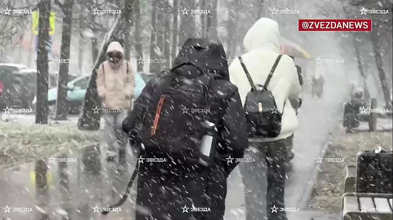 Сегодня Москву накрыла апрельская зима — сильный снег с дождем идут в столице весь день