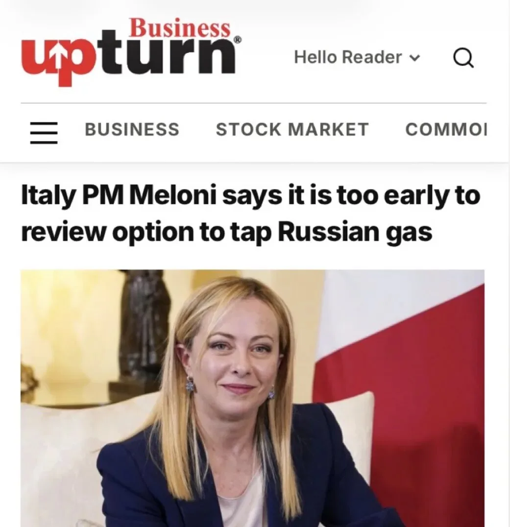 Михаил Онуфриенко: «Премьер Италии заявила, что еще слишком рано рассматривать вариант использования российского газа», т.е. ползти на коленях в Москву с просьбой сжалиться