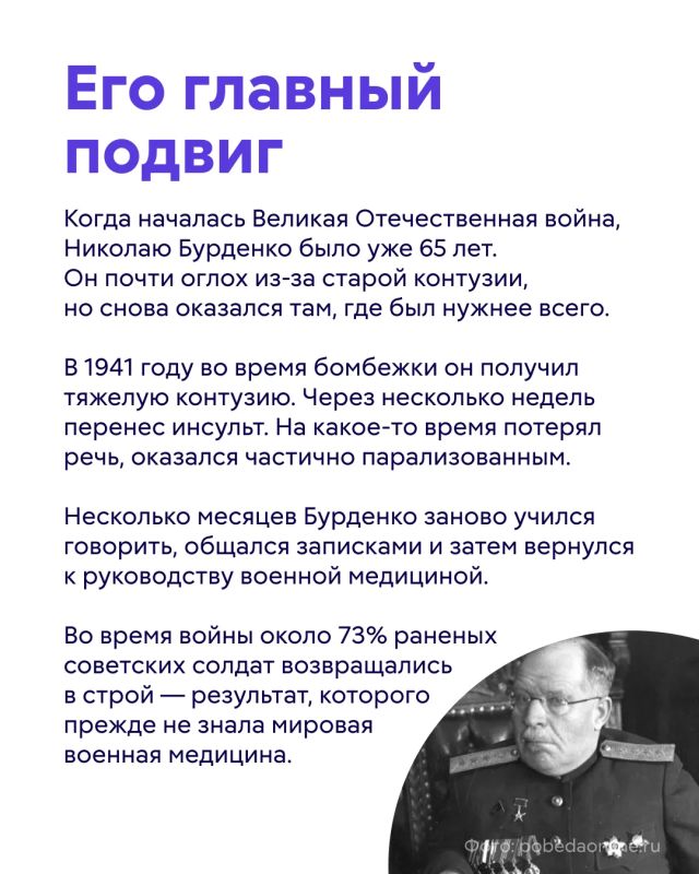 Имя Николая Ниловича Бурденко сегодня носят крупнейшие медицинские учреждения страны Имя Николая Ниловича Бурденко сегодня носят крупнейшие медицинские учреждения страны
