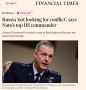FT: Россия «не ищет конфликта», заявил верховный главнокомандующий объединёнными вооружёнными силами НАТО в Европе