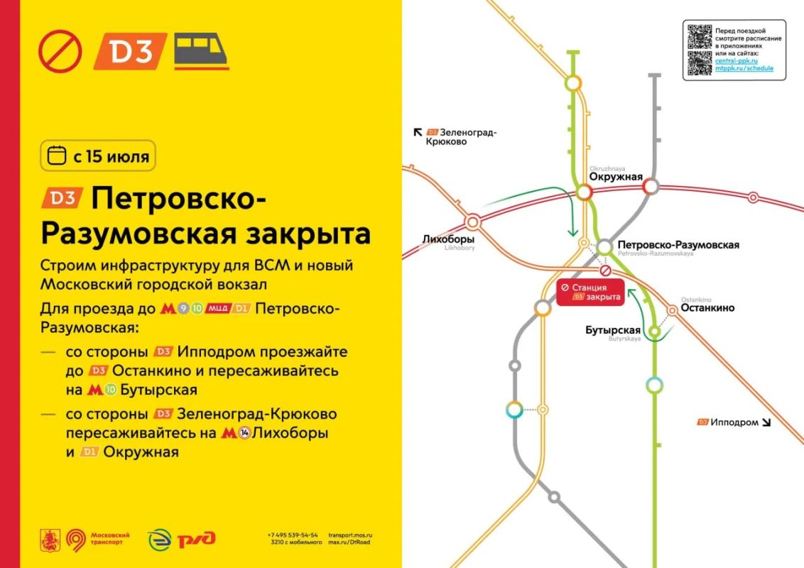 С 15 июля поезда временно не будут останавливаться на станции Петровско-Разумовская D3