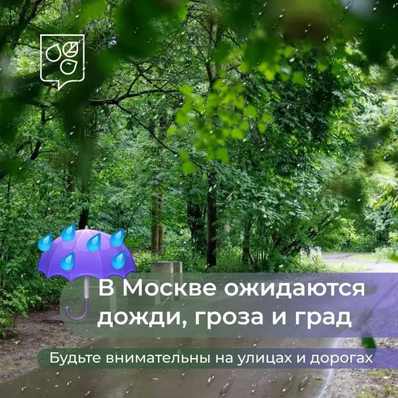 В Москве ожидаются дождь, гроза и град
