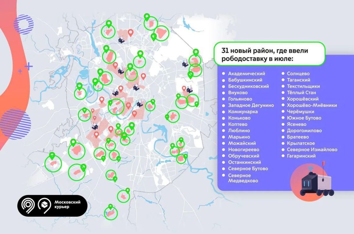 Роботы-курьеры начали доставлять заказы еще в 31 районе Москвы Роботы-курьеры начали доставлять заказы еще в 31 районе Москвы