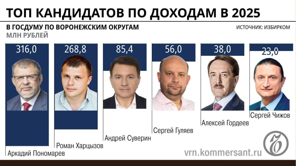 С доходами наперевес: парламентская оппозиция потеснила ЕР в среди богатейших кандидатов в Госдуму по воронежским округам