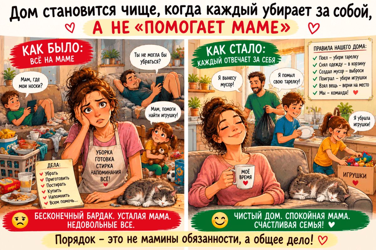Когда каждый убирает за собой: секреты комфортного дома