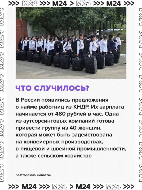 Российским компаниям предложили нанимать работниц из КНДР на зарплату в 150 тысяч рублей в месяц Российским компаниям предложили нанимать работниц из КНДР на зарплату в 150 тысяч рублей в месяц