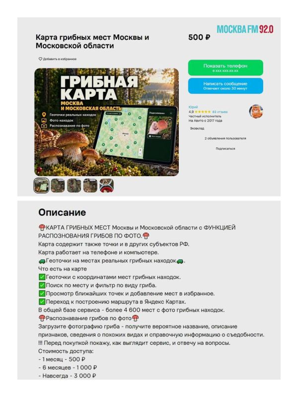 В России набирает обороты новый вид частного предпринимательства: продажа координат грибных и рыбных мест