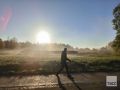 Утренний туман и изморозь в столице