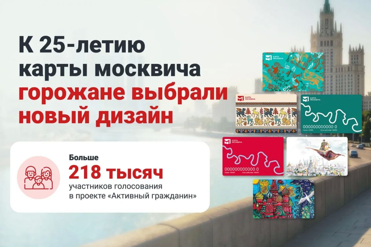 Москвичи выбрали новый дизайн карты москвича к её 25-летию