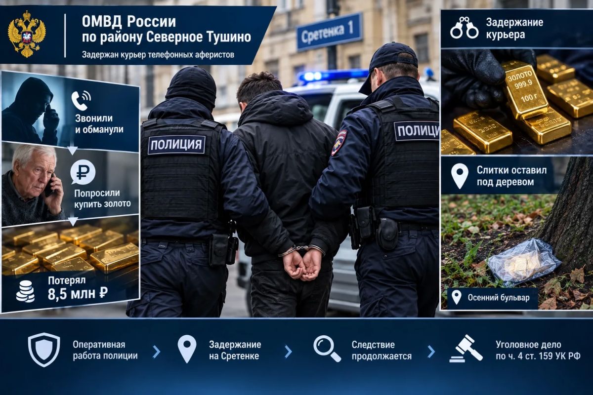 Слитки под деревом: столичные полицейские задержали курьера телефонных аферистов, обманувших пенсионера на 8,5 млн