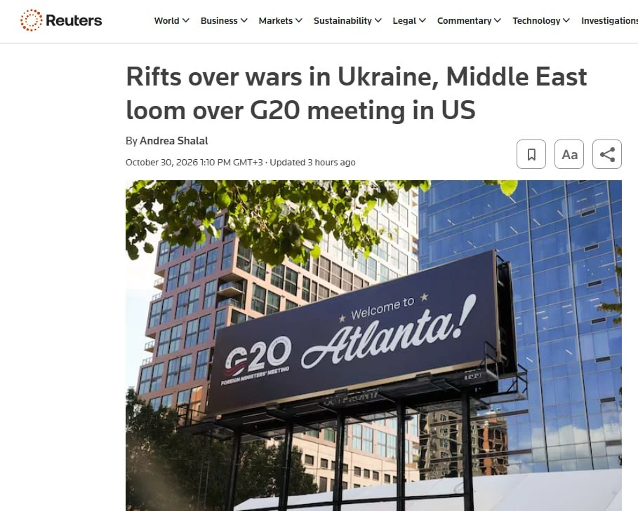 Саммит G20 оказался под угрозой раскола из-за разногласий по России и Украине — Reuters